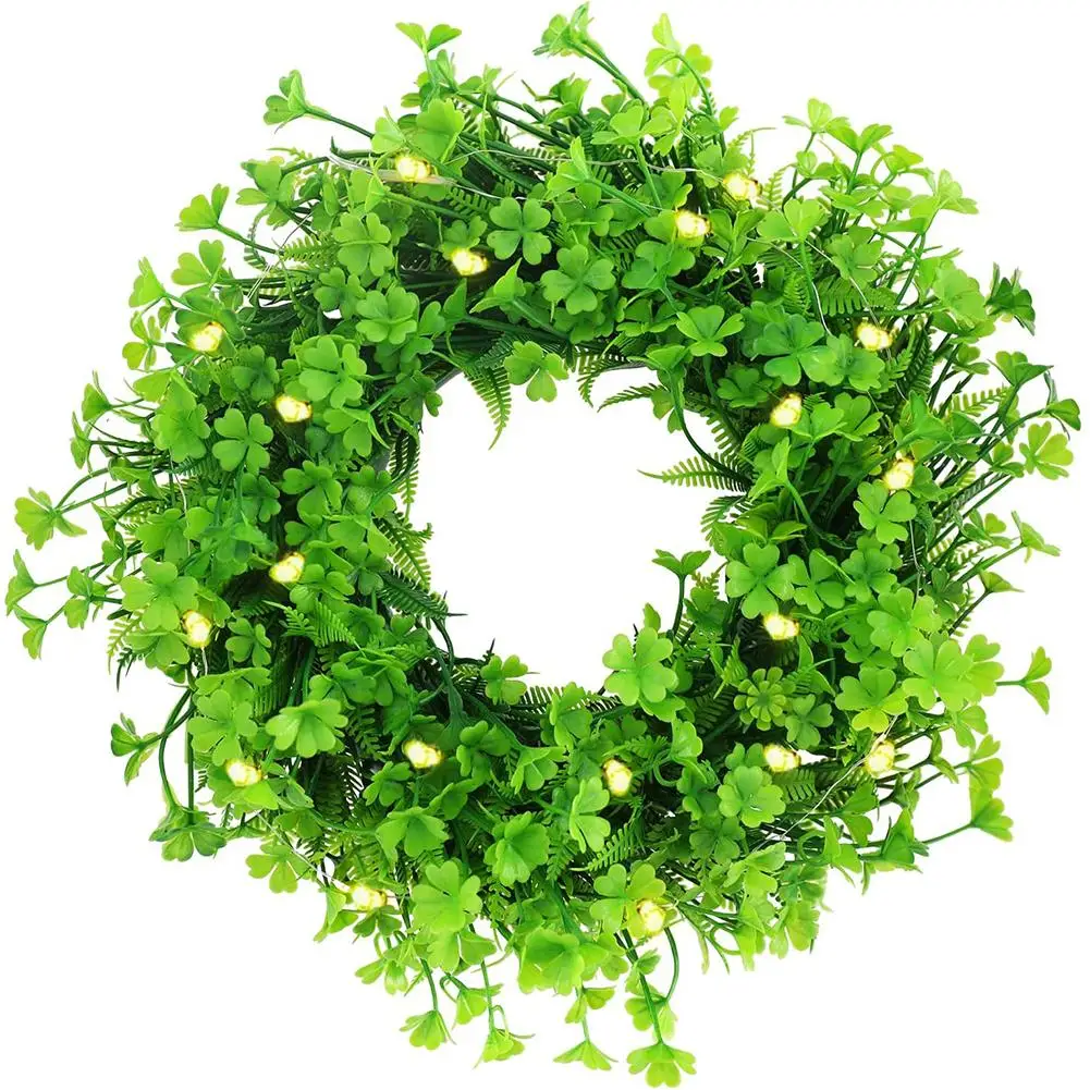 

Венок шампанского на День Св. Патрика, искусственная гирлянда с листьями, подвеска для входной двери, настенное окно, праздничное украшение,...