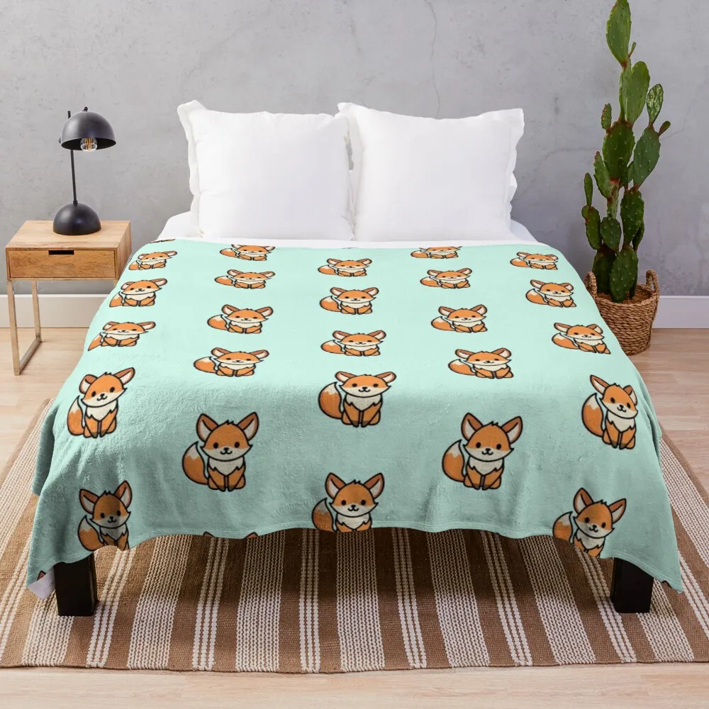 

Fabric Chunky Knit Blanket Fox Plaid Decorative Bed Fabric Plaid Throw Blankets
