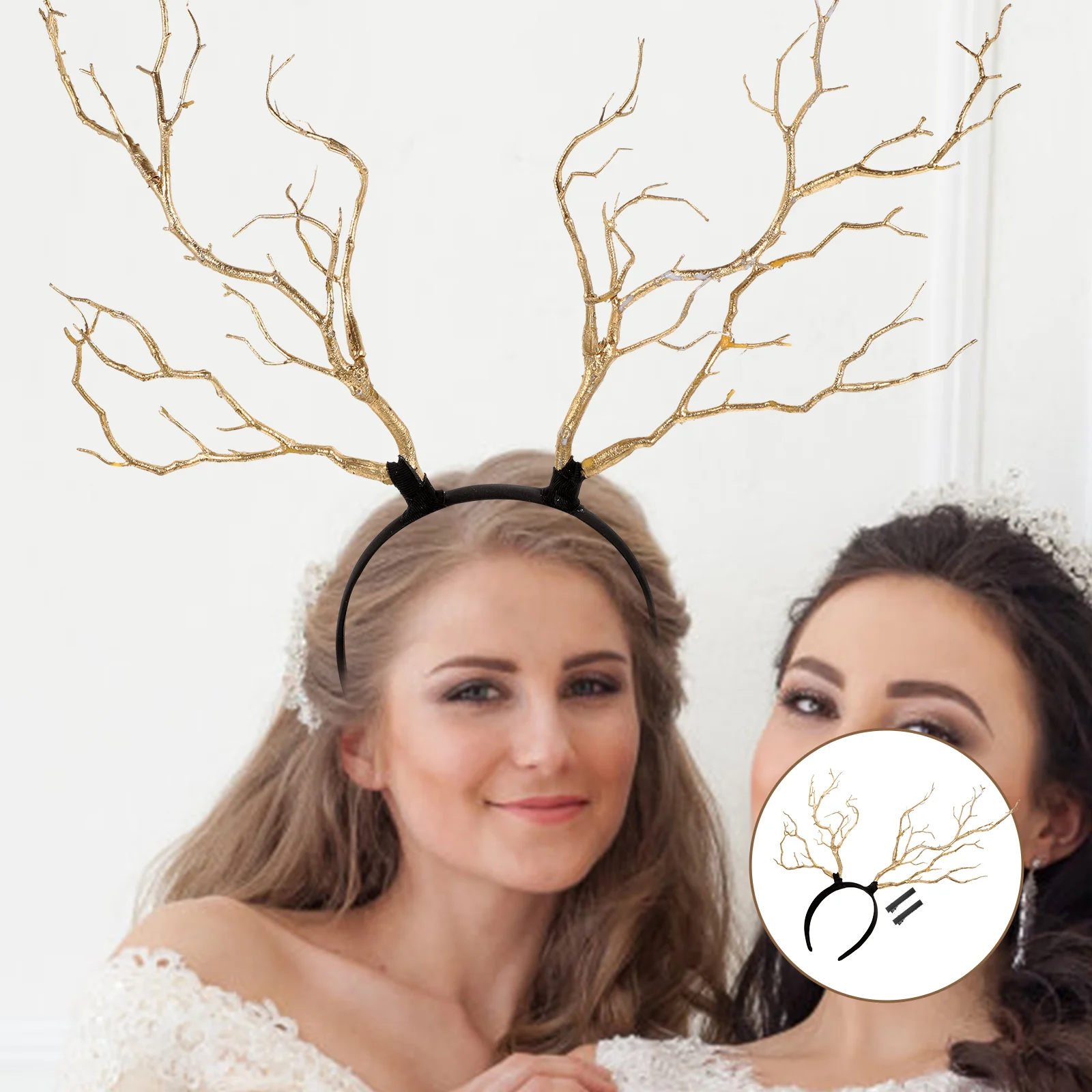 

Christmas Antler Hairbands Forest Headband Crown Headpiece Cosplay Headdress