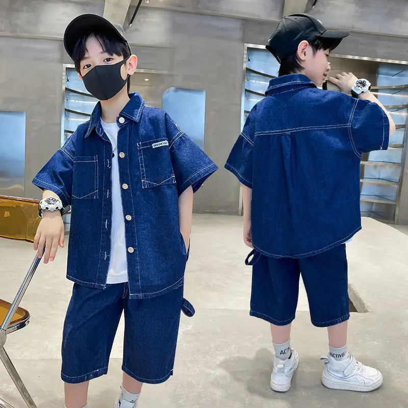 

Kids Boys Clothes Set 2023 Summer Short Sleeve Shirt Top+ Short Pants 2Pcs Gentleman 4-14 Year Children Boy Sets Shorts Outfit