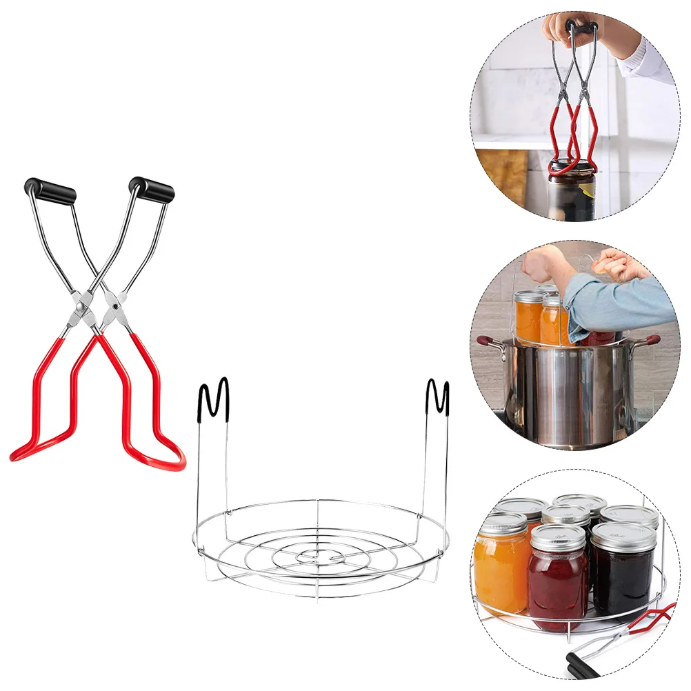 

Canning Rack Jar Tongs Water Mason Canner Hot Clip Bottle Lifting Feeding Canned Supplies Kit Moving Gripper Jars Steamer