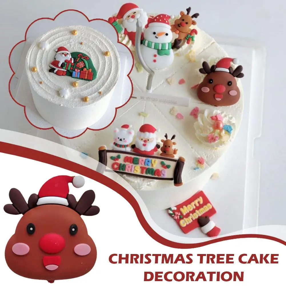 

2023 frohe Weihnachten Kuchen Dekoration Ornament Santa Topper Haus Claus Schneemann Kuchen Weihnachten Süßigkeiten N Baum F9R1