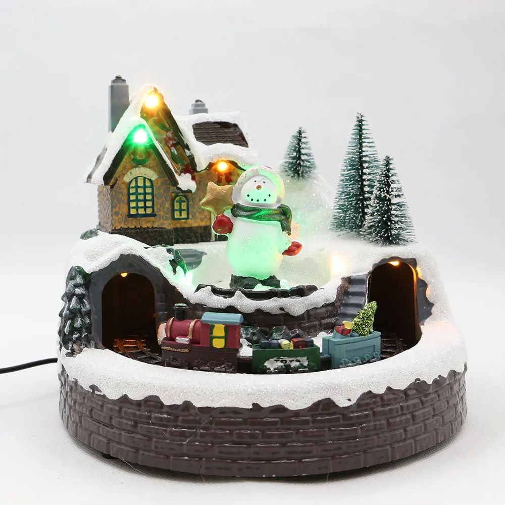 

Рождественская вилла, Рождественская елка, снеговик, кукла, украшение для гостиной, Рождественская деревня, Снежная сцена, полимерные декоративные поделки для стола