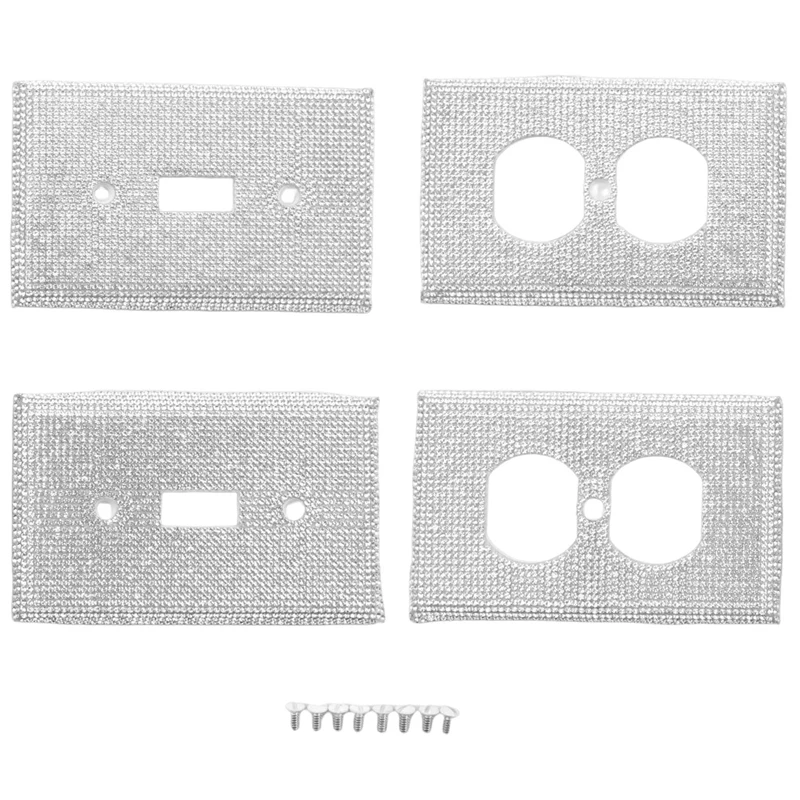 

4 шт., серебристые блестящие крышки для выключателя настенной панели