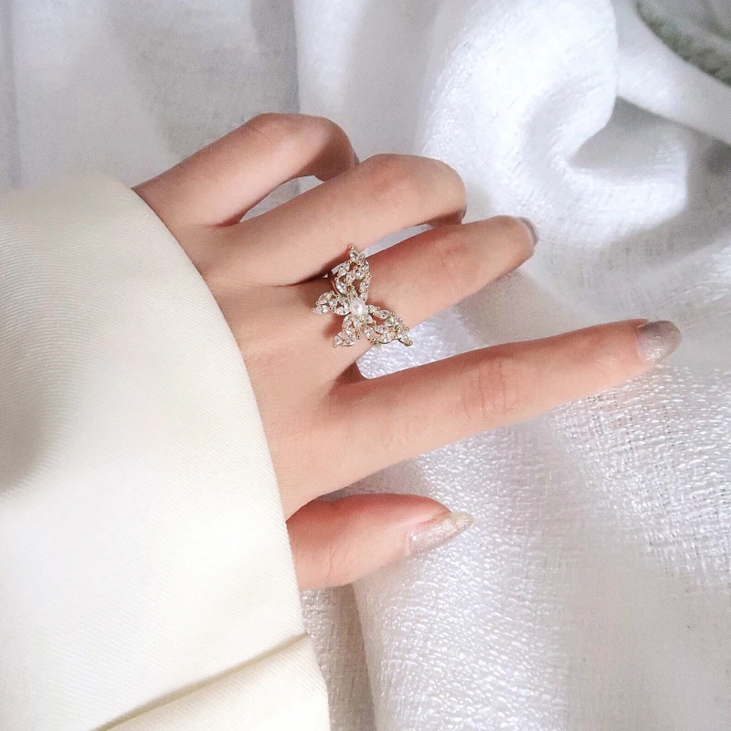 Открытое кольцо корейского стиля Симпл Лав Кэтс Ай Леди инс Стиль Минорити Дизайн Баттерфляй Фэшн Темперамент Индекс Фингер Рингс он.