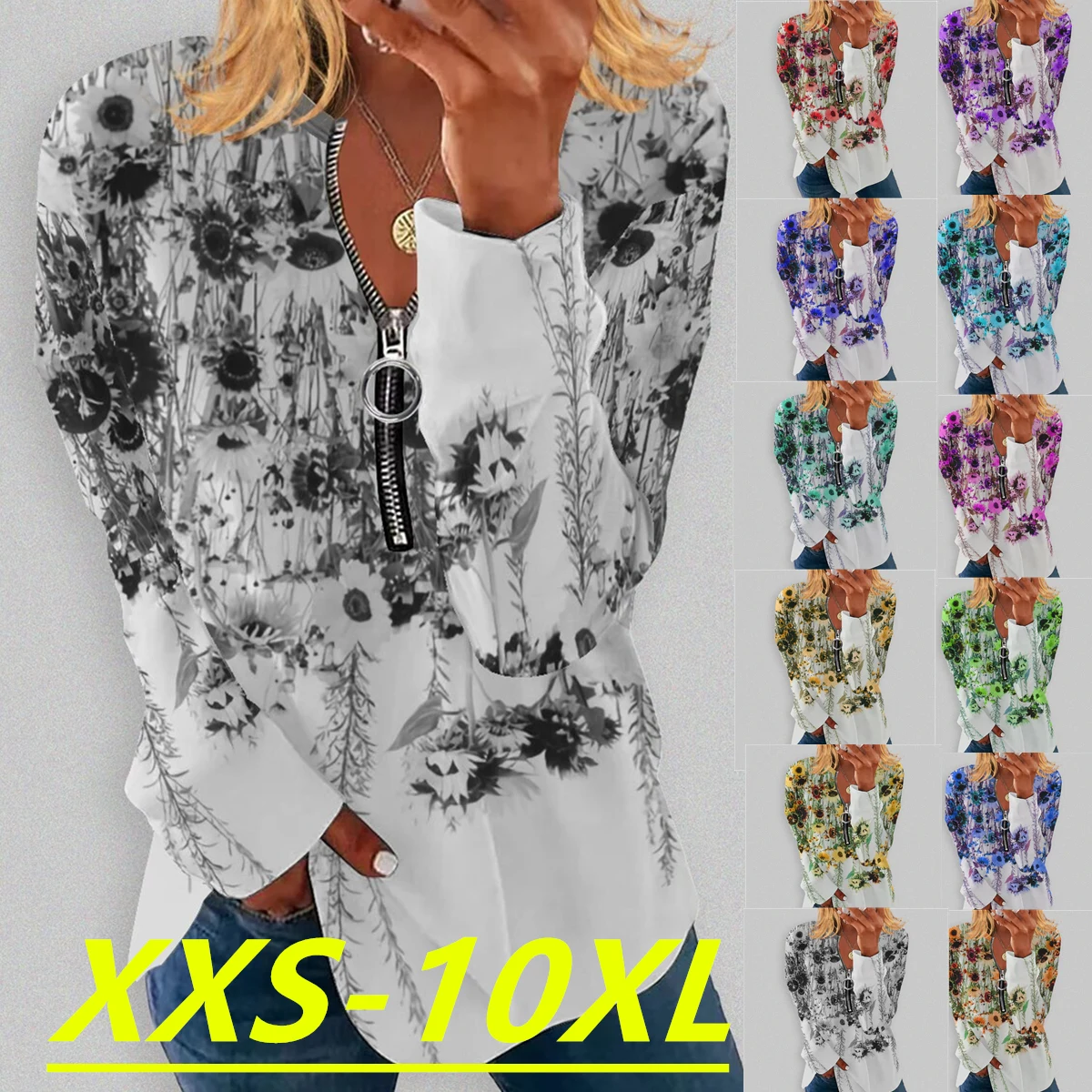 

Осень/Зима 2022, модный Женский Повседневный Топ большого размера на молнии с круглым вырезом и длинным рукавом