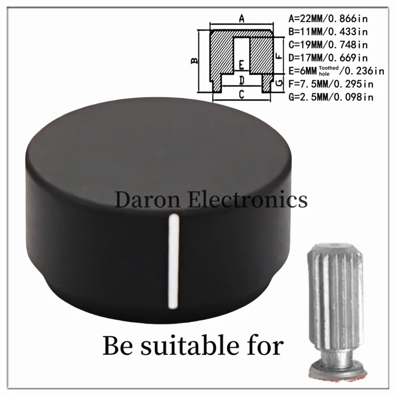 Цветная ручка из алюминиевого сплава 22*11, потенциометр процес пескоструйной обработки, вращающаяся регулировочная крышка, металлическая ручка, сливовое отверстие, 6 мм, колпачок ручки