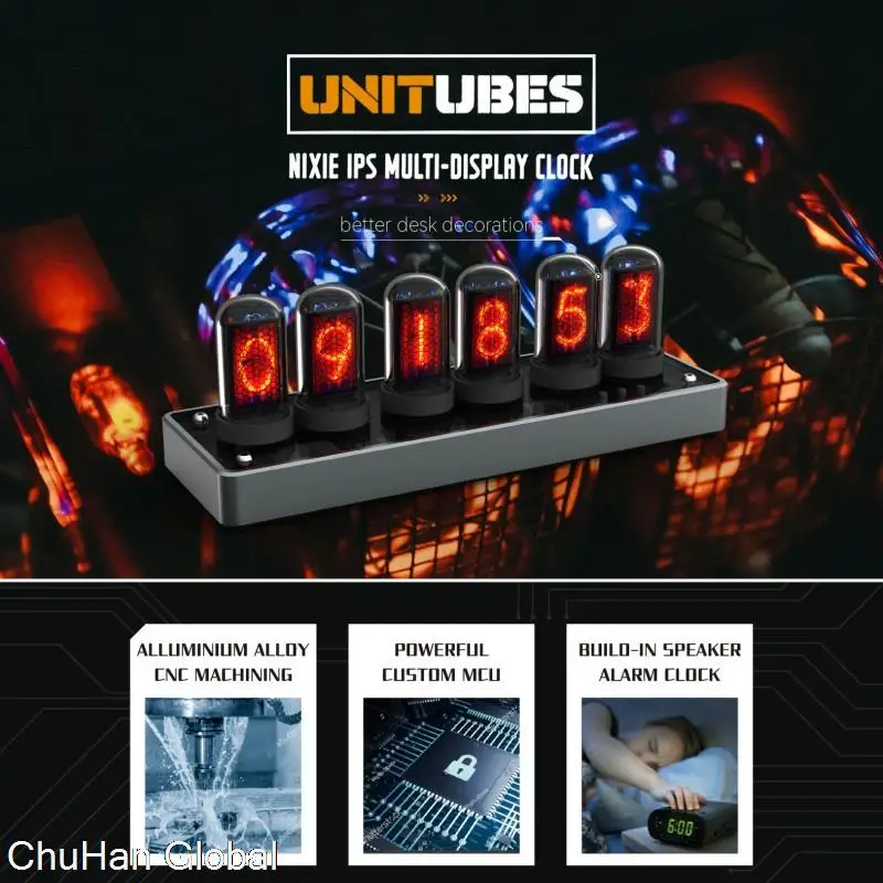 

ChuHan Nixie трубчатые часы HD аудио динамик Wi-Fi SNTP DIY настольный IPS RGB СВЕТОДИОДНЫЕ светящиеся цифронные часы с 6 будильником и повтором сигнала