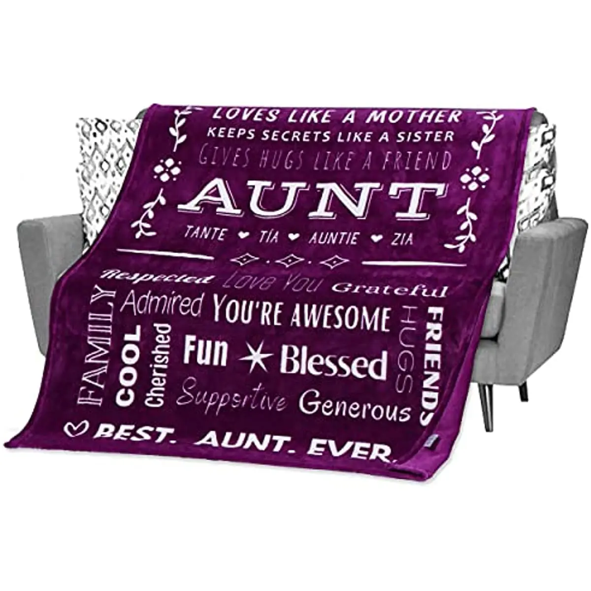Aunt Gifts from Niece or Nephew, Aunt Throw Blanket, Presents for Aunts for Birthday or Thank You Gift for Auntie, Tia Gifts