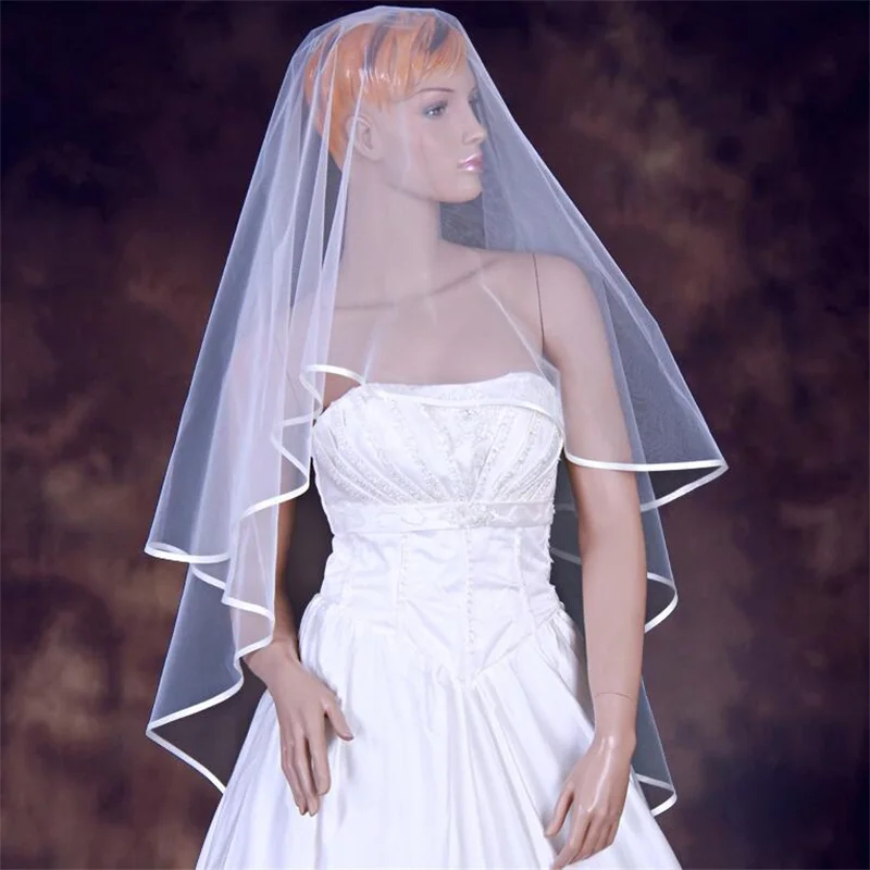 

Фата свадебная Однослойная с лентой, белый/цвета слоновой кости, элегантный свадебный аксессуар, простая короткая