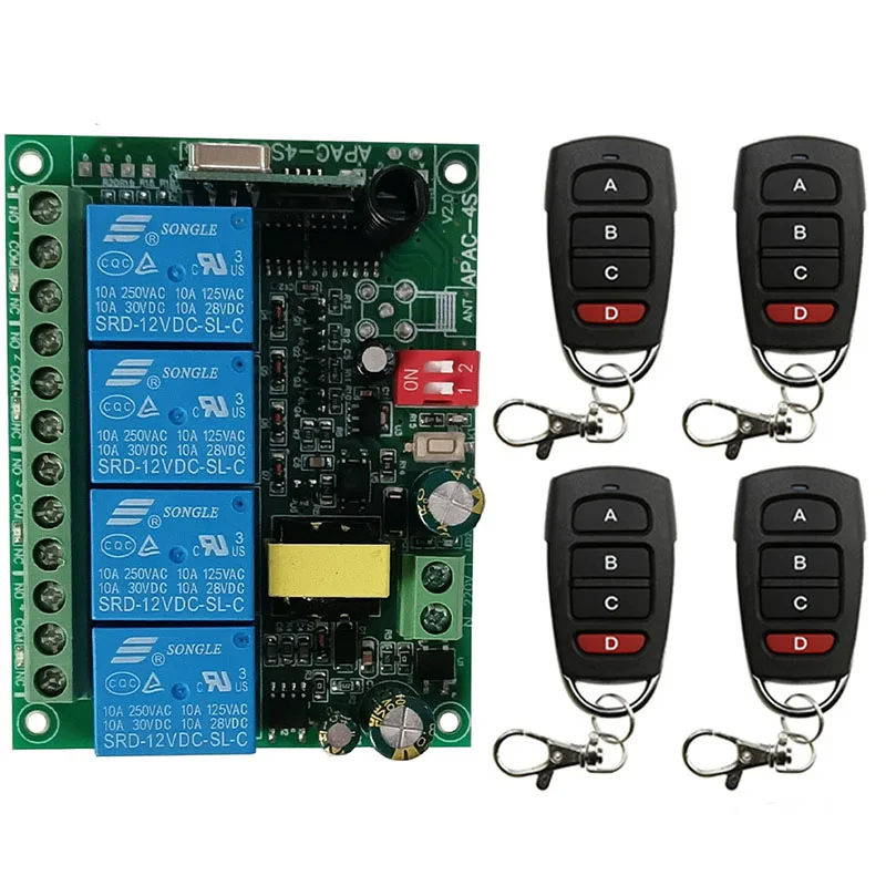 AC110V 220V 230V 10A реле 4CH 4 CH Беспроводной РЧ пульт дистанционного управления