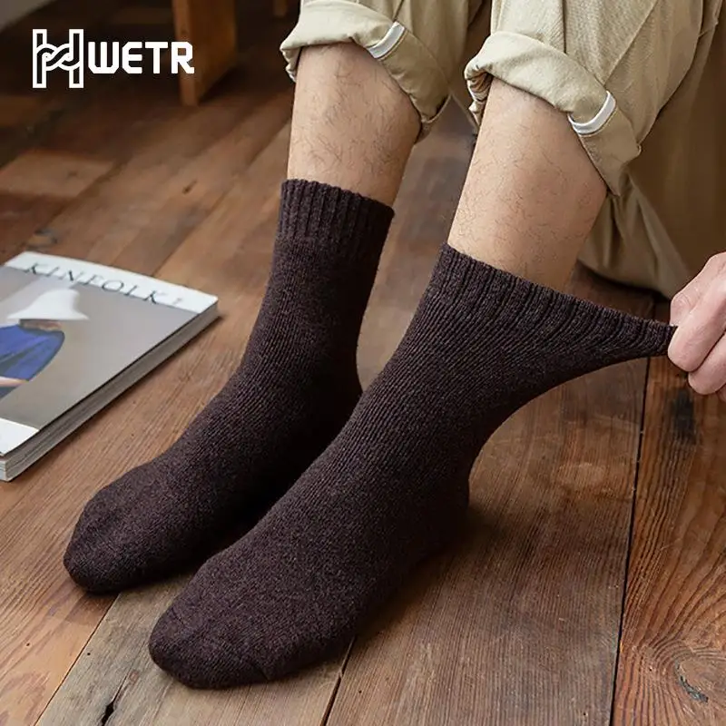 

1 Pairs Solid Men Knitted Socks Winter Warm Women Socks Comfortable Thick Sports Outdoor Against Cold Snow Terry Socks