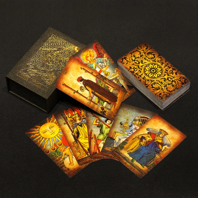 

Glazed Glaze Golden Tarot Cards Plastic Waterproof Tarot Full English Edition Magician Tarot Deck Board Game Send English Rules
