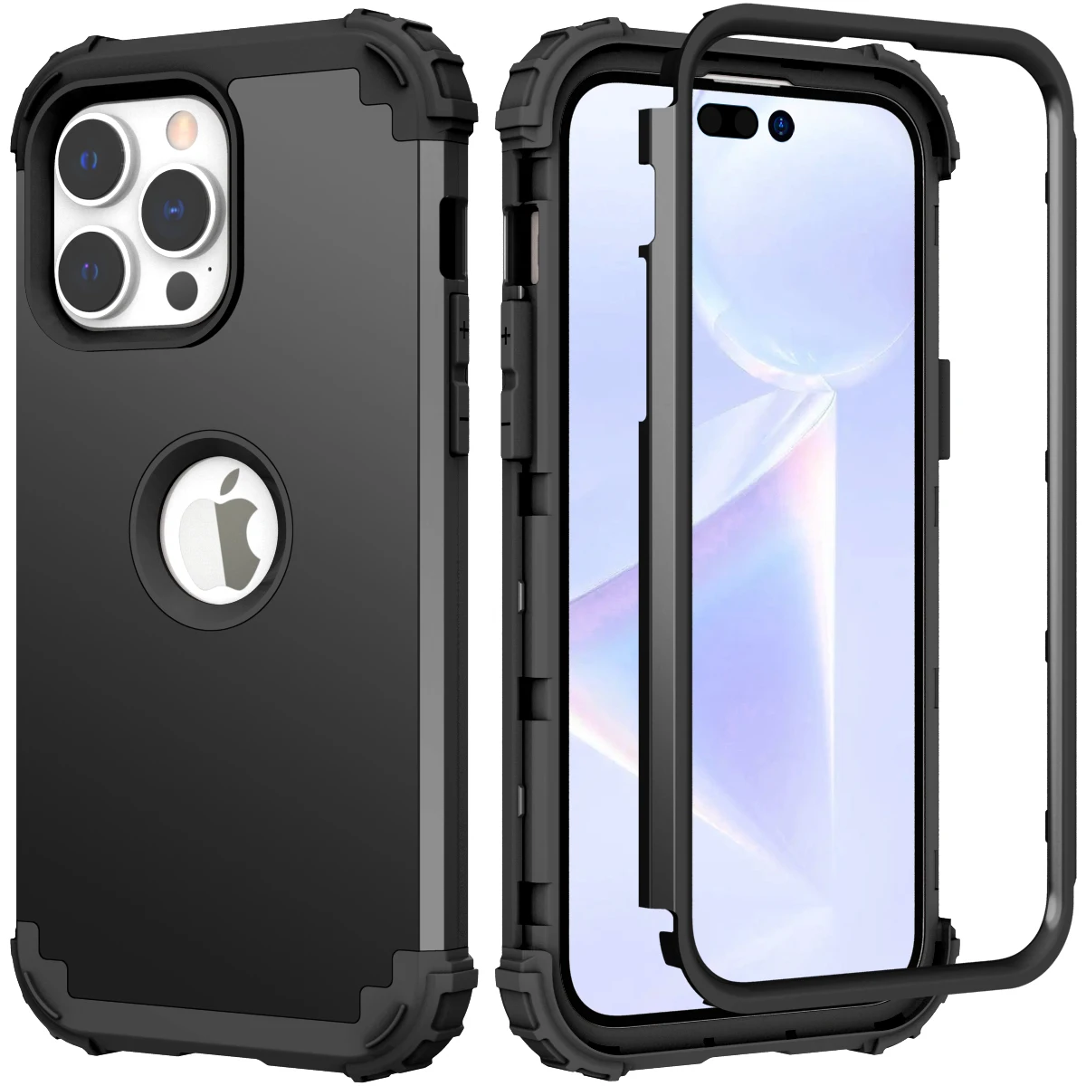 Для iPhone 14 Pro Max чехол 2022 3-в-1 гибридный мягкий силиконовый резиновый Жесткий ПК