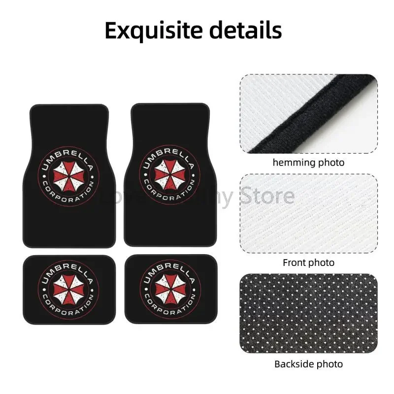 Фото Автомобильные коврики Umbrella Corporation из 4-х предметов, противоскользящие передние и задние коврики для ног, универсальные автомобильные аксессуары для внедорожника, фургона, грузовика №4
