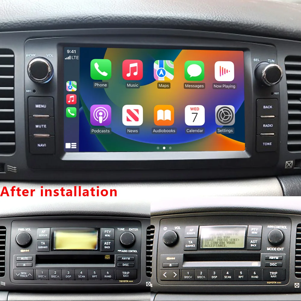 Фото CHSTEK Беспроводное автомобильное радио Carplay для Toyota Corolla E120 2000-2006 BYD F3 Мультимедиа Android 13 Навигация WIFI 4G RDS FM BT №1