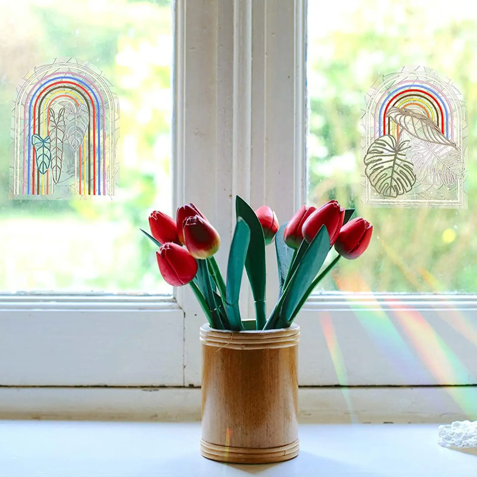 

2022 Sun Catcher Wall Stickers Rainbow Window Mirror Sticker Film DIY Window Decal Bedroom Decoration For Home