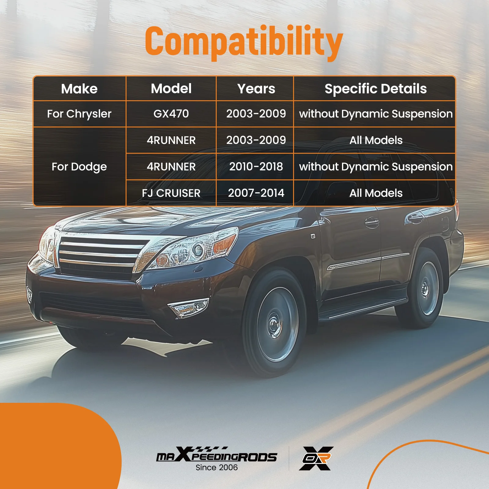 Комплект из 4 стойок стабилизатора MaXpeedingrods (передние и задние) для Lexus GX470, Toyota 4Runner, FJ Cruiser K90677 4881060040 (art.: 3920db30e38ff) - 3920db30e38ff