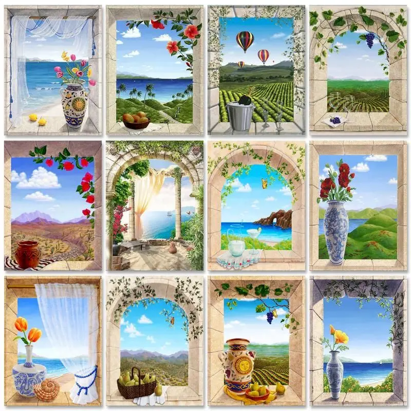 

Классическая картина по номерам на холсте, с цветами