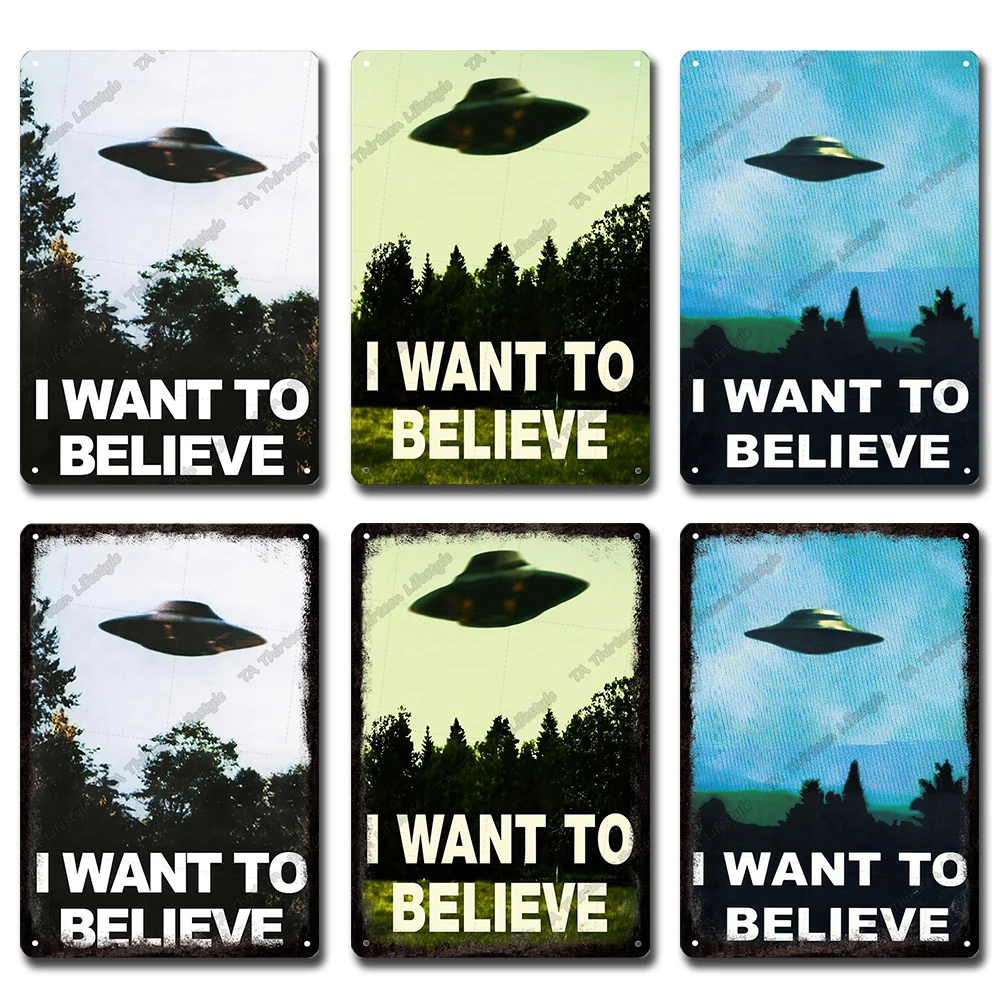 

UFO I Want To Believe Metal Plate Tin Signs Garage Vintage Iron Poster Wall Pub Living Room Home Bedroom Retro Art Decor 20*30cm