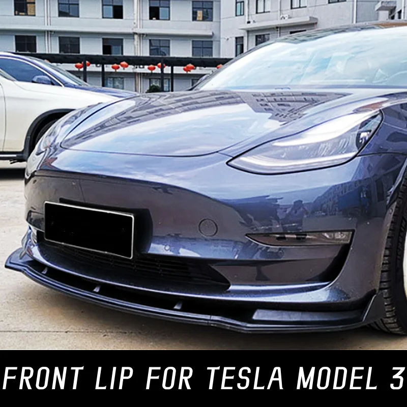 

For Tesla Model 3 2017 18 19 20 21 22 23 Car Front Bumper Lip Chin Spoiler Splitter Diffuser Bodykit Accessories Tuning Parts