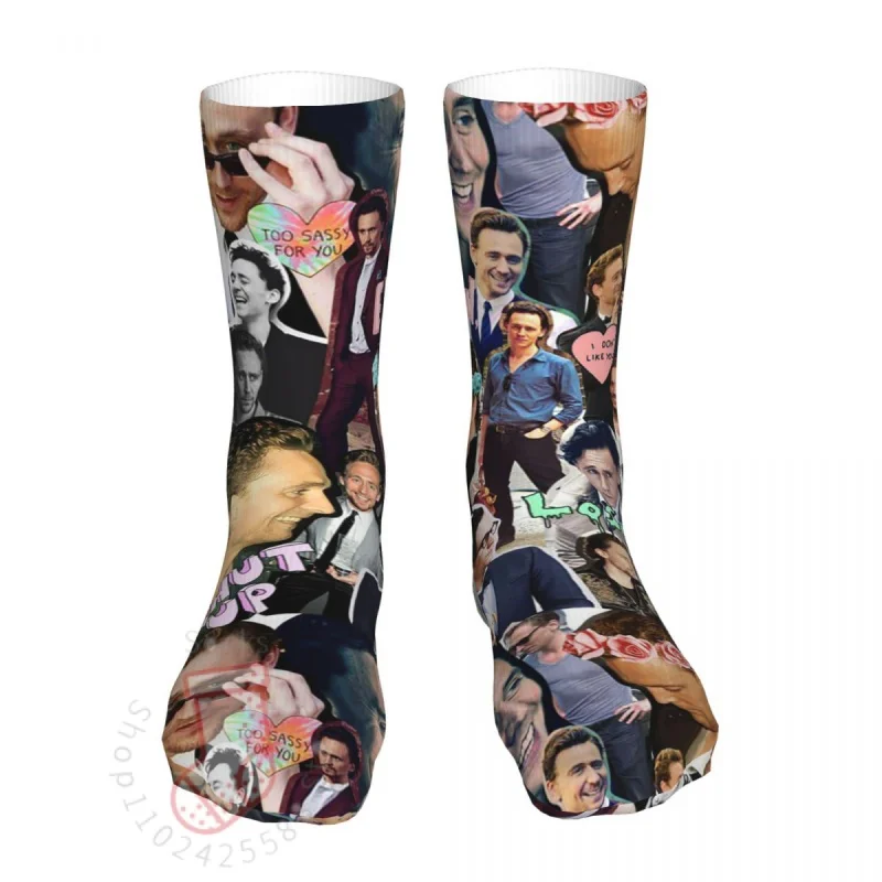 

Compression Tom Hiddleston Collage Actor Women Socks 2022 Men Thomas William Hiddleston Sports Socks