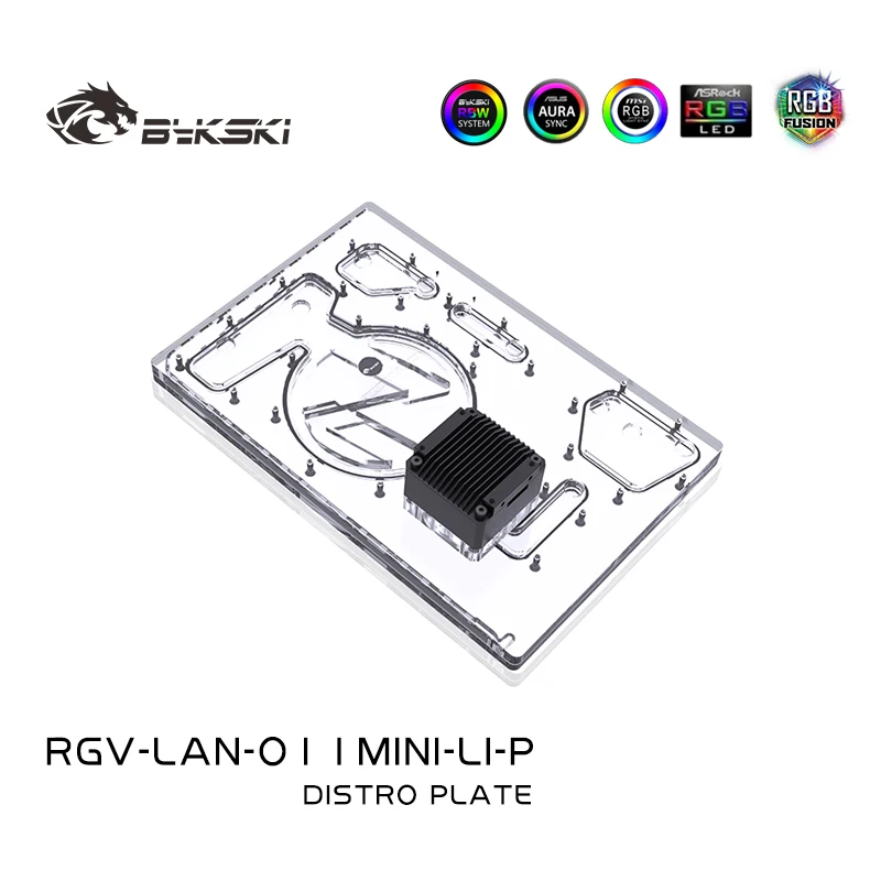 

Bykski RGV-LAN-O11MINI-LI-P Distro Plate For Lian Li PC-O11 mini Case, Waterway Board For Single GPU Building Water cooling