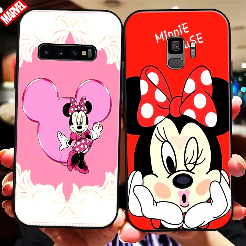 

Cute Cartoon Minnie Mouse For Samsung Galaxy S10 S9 S8 Plus S10 Lite S10E S10 5G Phone Case Black Coque Liquid Silicon Funda