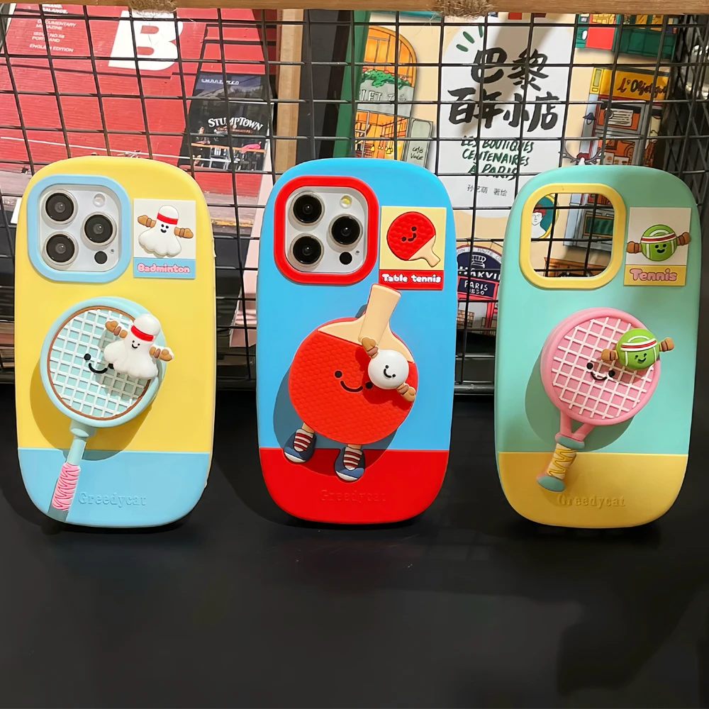 Чехол для телефона с откидной ножкой и ракеткой пинг-понга iPhone 13 14 15 16 Pro Max
