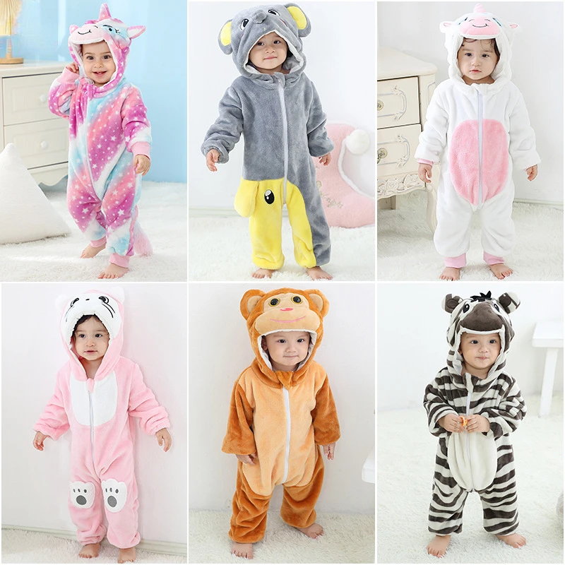 

Детский цельный Пижамный комбинезон в виде единорога, фланелевый комбинезон на молнии с капюшоном, комбинезоны, Детский костюм для косплея ...