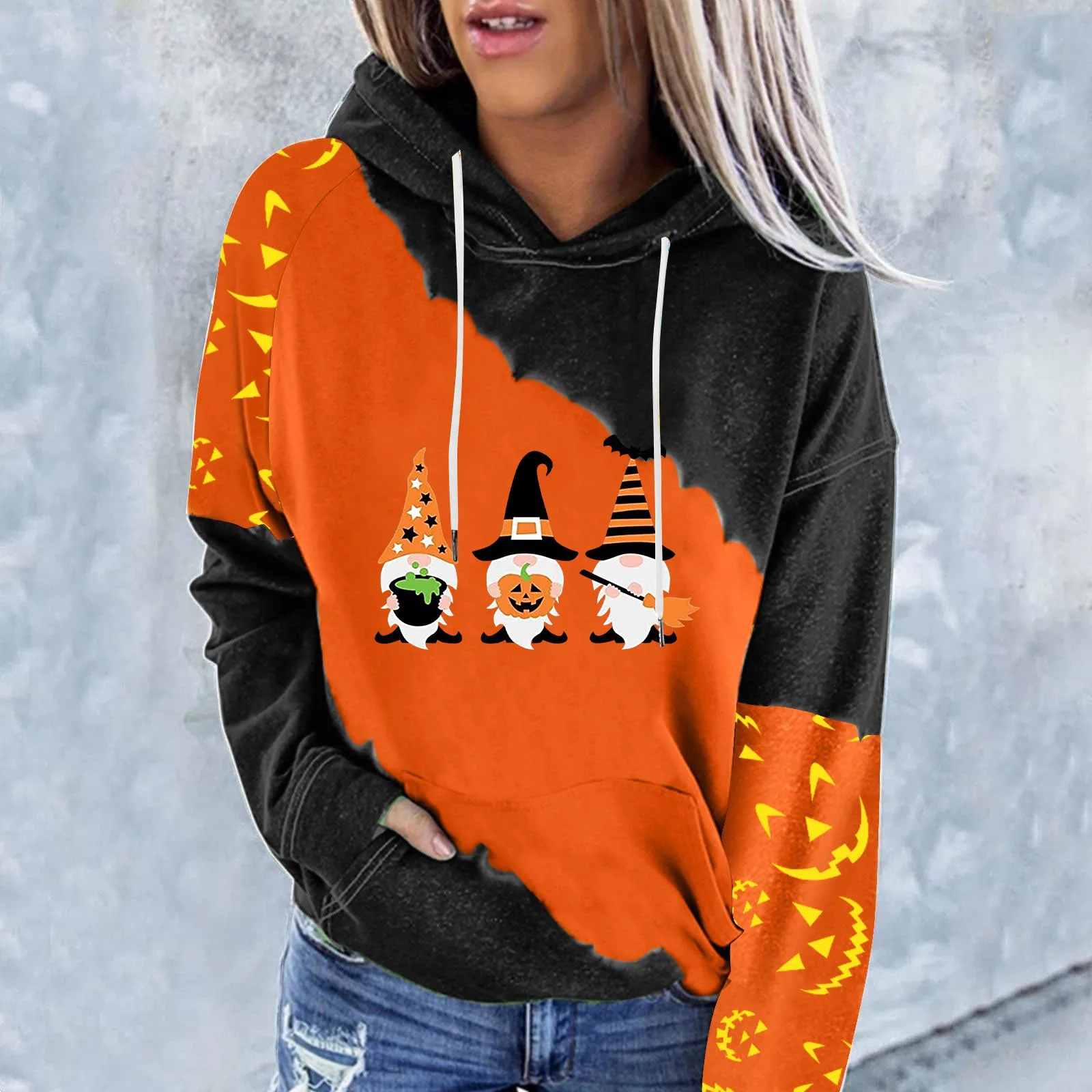 

Толстовка Женская с длинным рукавом, свитшоты для женщин, худи на Хэллоуин, модная повседневная осенняя одежда с Кулиской