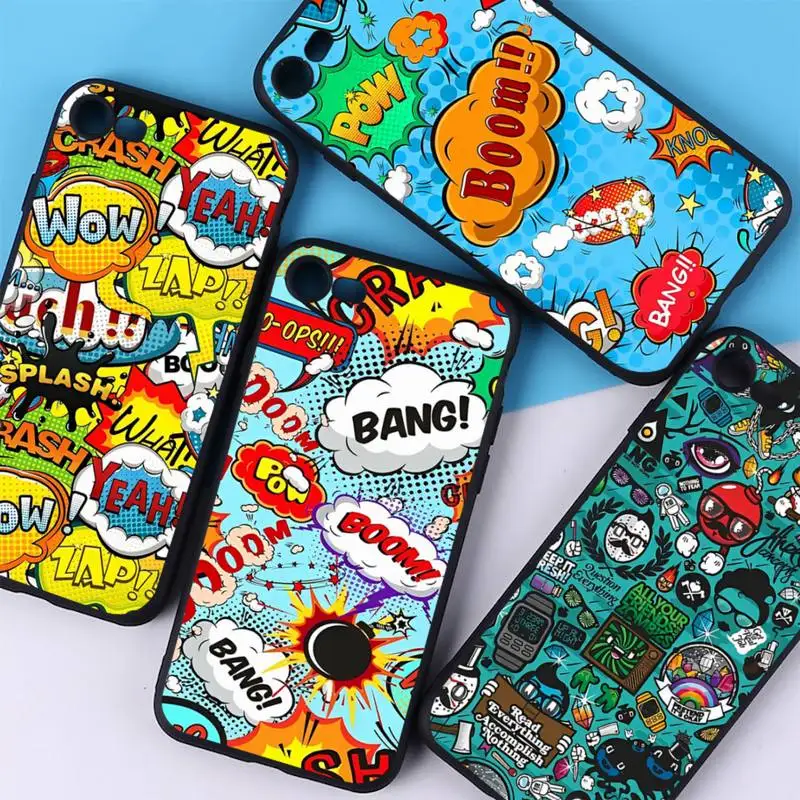 

Graffiti Sticker Bomb Phone Case Silicone Soft for iphone 14 13 12 11 Pro Mini XS MAX 8 7 6 Plus X XS XR Cover