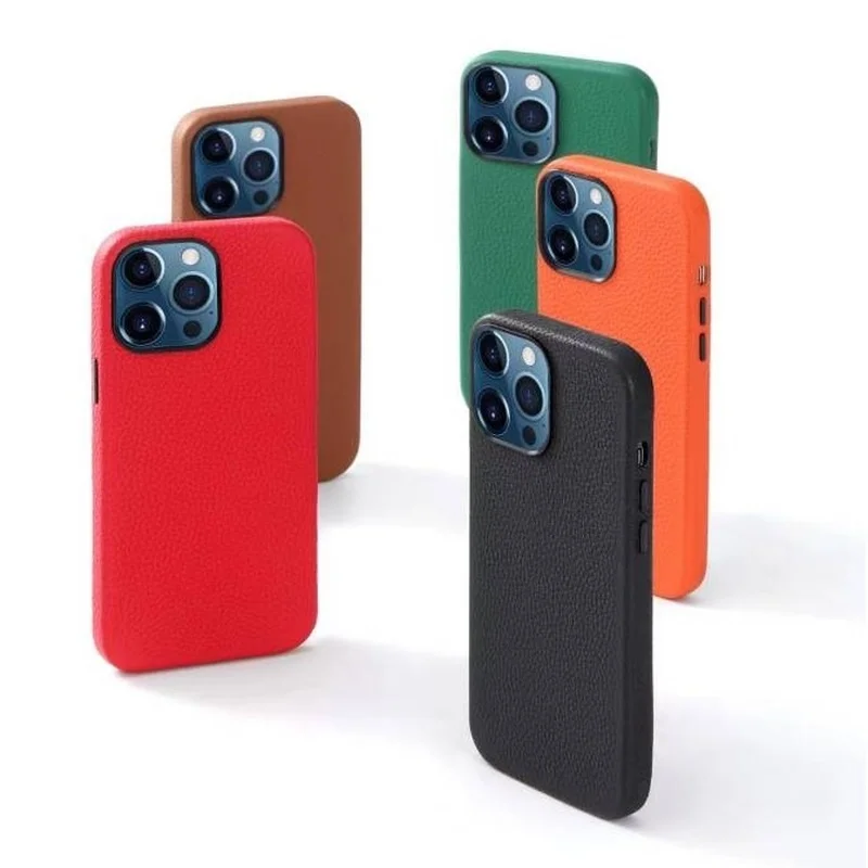 

Magnetic Suction Genuine Cowhide Leather Case for iPhone 13 Pro 12 Pro Max Luxury Premium Protective Back Cover