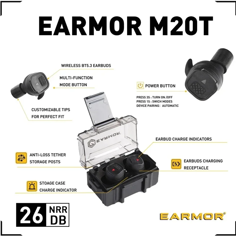 EARMOR-M20T беспроводные Bluetooth тактические наушники пикап шумоподавление уличные