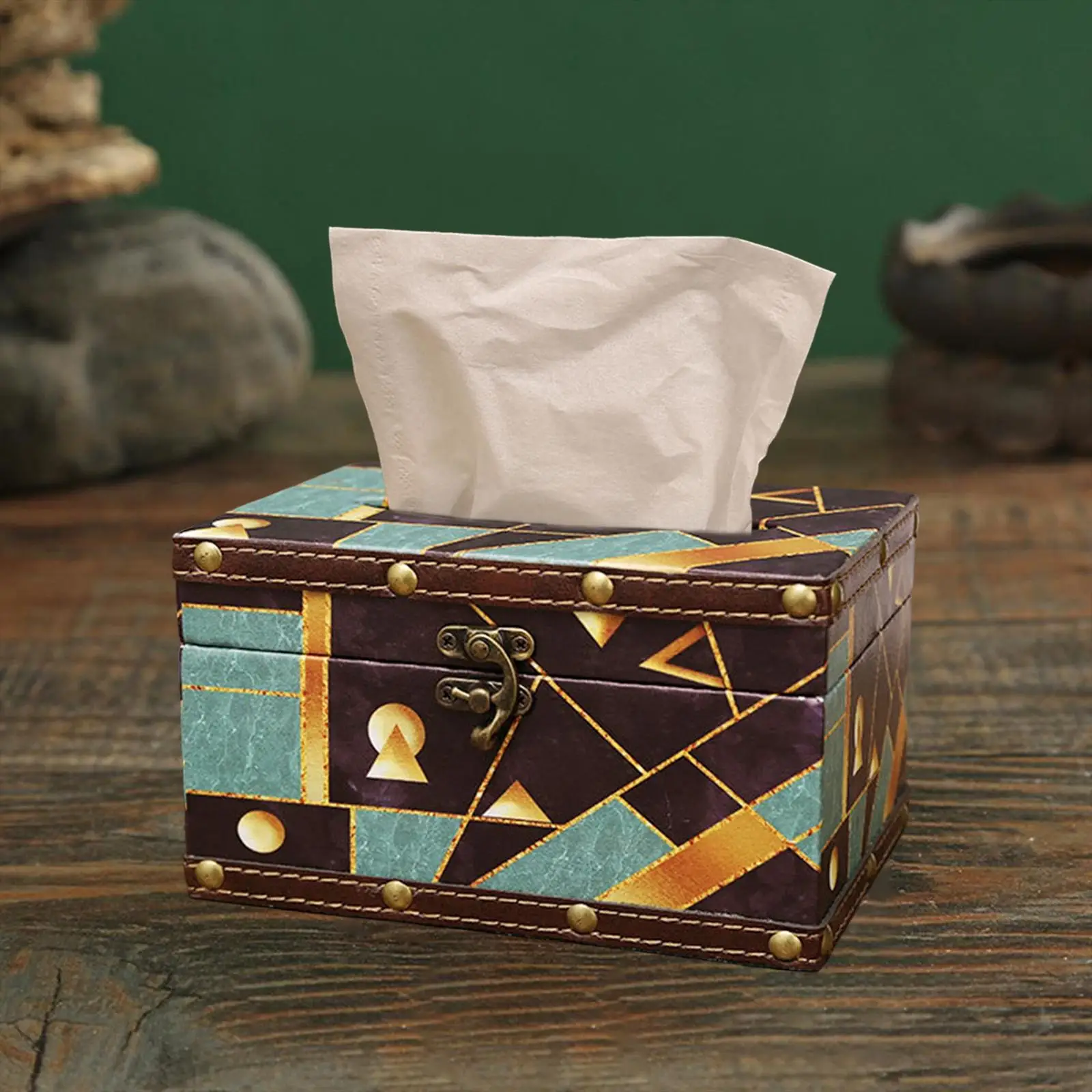 

Wooden Tissue Box Holder Napkin Holder Case Vintage Centerpiece Dispenser