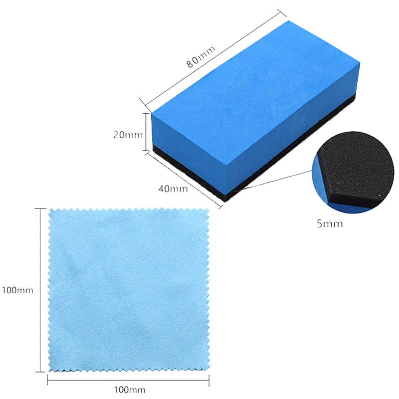 Car Ceramic Coating Sponge Applicator Glass Nano Wax Coat Applicator Pads Sponges Automobile Blue Square Sponge And Cloth