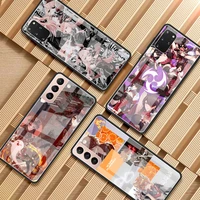 glass phone case for samsung galaxy s20 fe s21ultra s22 s10 plus s9 s8 tempered funda note 20 10 9 cover sac top genshin impact