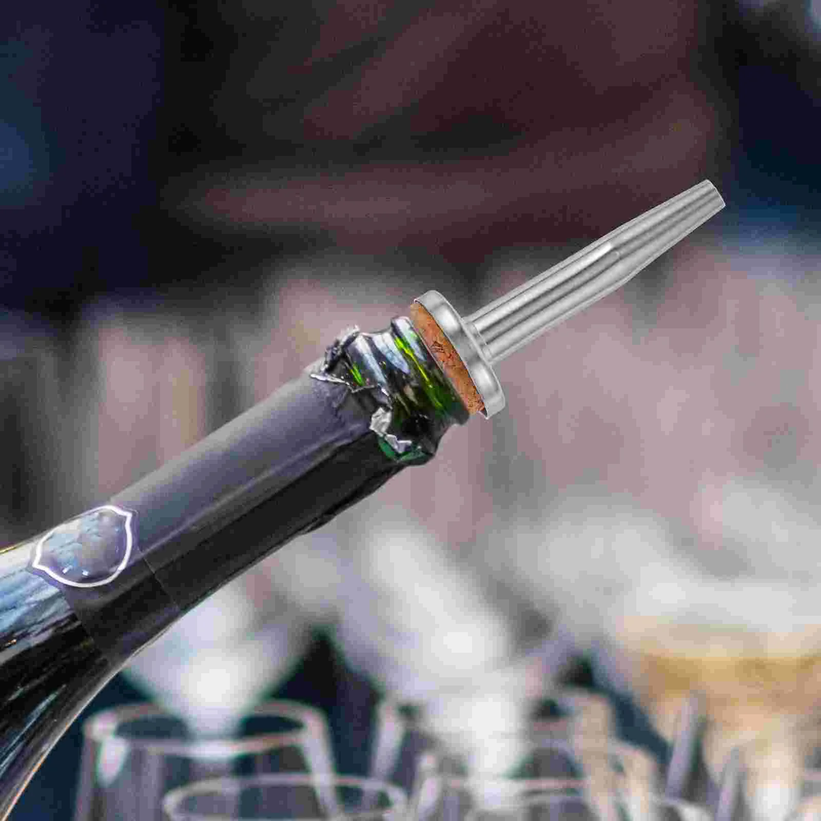 

6 Pcs Drink Decorations Cocktail Pourer Bottles Pourers Stoppers Wood Stainless Steel