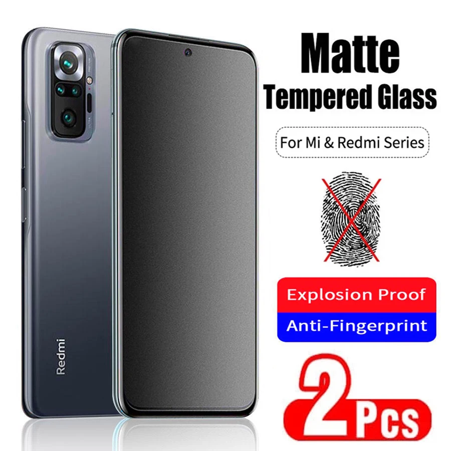 

1-2Pcs Matte Tempered Glass for Poco X3 Pro GT F3 M3 F2 Screen Protectors for Xiaomi Redmi Note 10 9 8 Pro 9S 9T 8T 9A 9C 8 10S