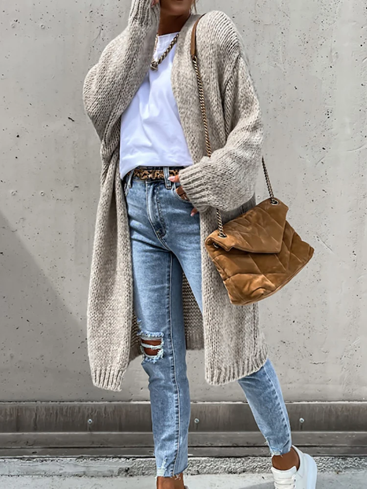 Женский свободный свитер с длинным рукавом простая Домашняя одежда V-образным