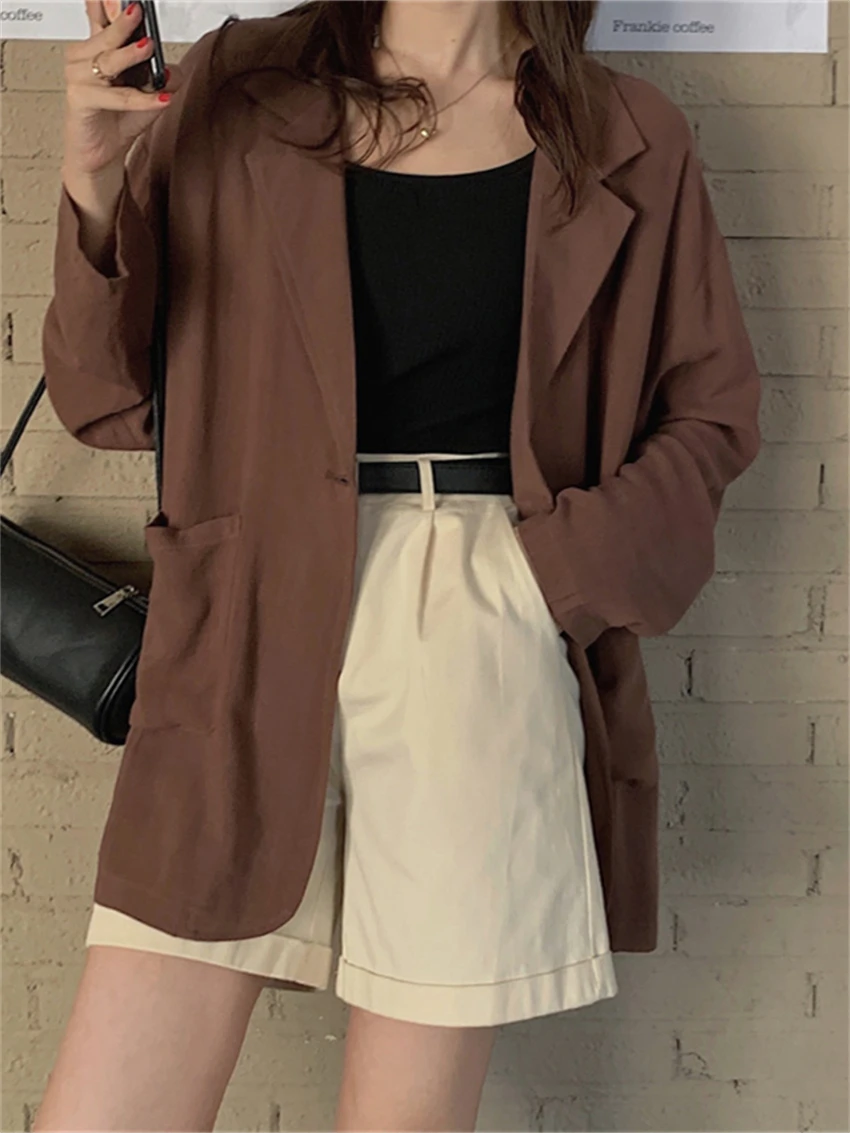 

HziriP Summer Sunscreen Women Coats Linen Casual Stylish Chic 2022 Hot OL High Street Gentle Lady Solid Full Sleeves Blazers