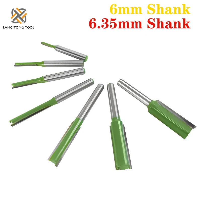 7Pcs 6mm/6.35mm Shank Single Double Flute Straight Bit Milling Cutter for Wood Tungsten Carbide Router Woodwork Tool LT013 - купить по
