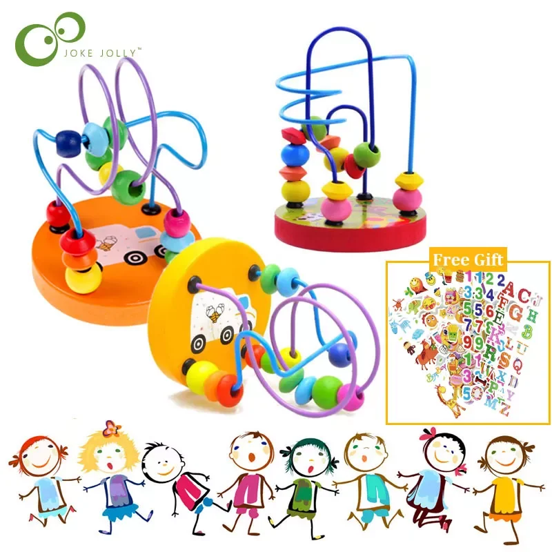 

Girls Montessori Wooden Toys Handy toy Wooden Circles Bead Wire Maze Roller Coaster Educational Wood Puzzles Kid Toy WXK