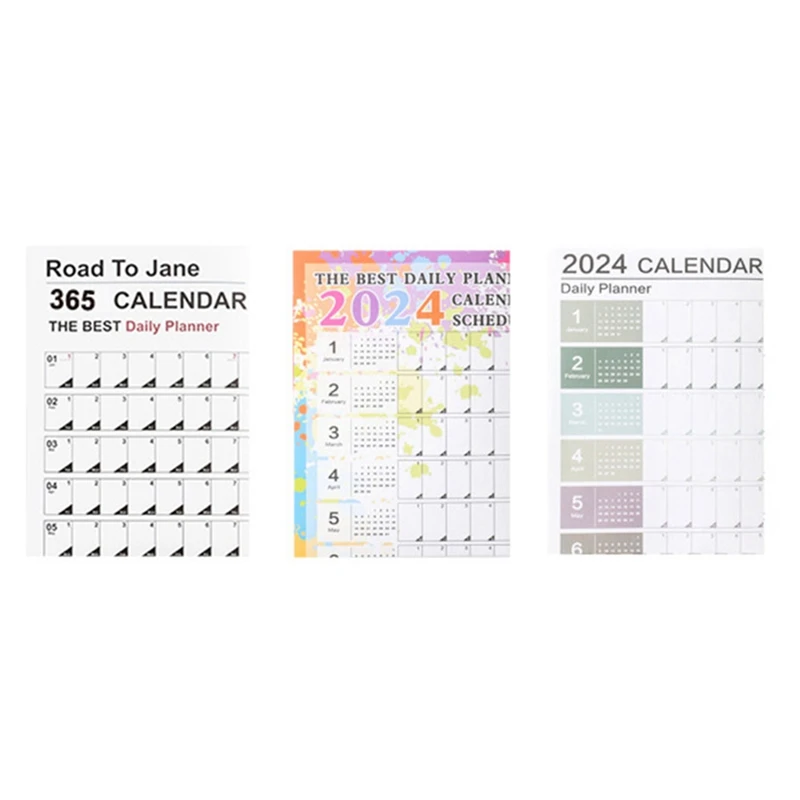 

3PCS Wall Calendar 2024 365 Day Poster Calendar Collapsible For School Home Office 29.2X20.7Inch