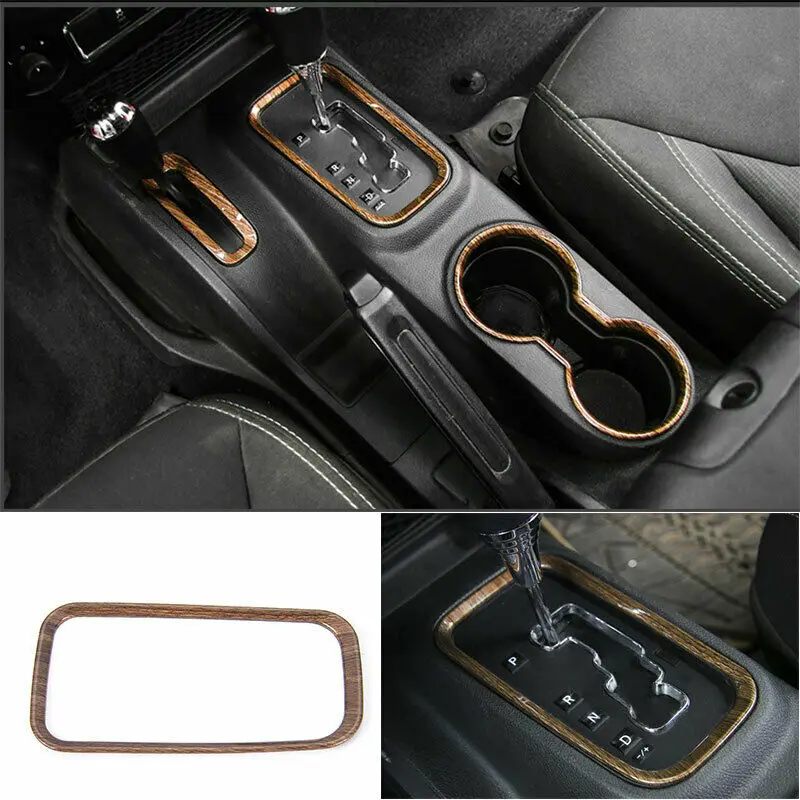 

For 2011-2017 Jeep Wrangler JK Wood Grain Central Console Gear Shift Frame Trim