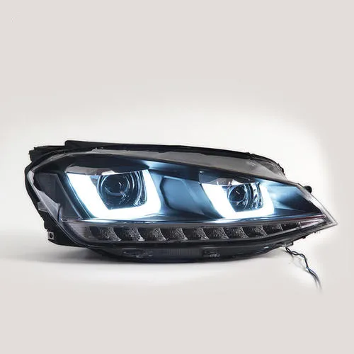 

Modified headlights Double U headlights assembly for VW Golf 7 14-17 red or white line to choose for tuning parts for Mod lovers