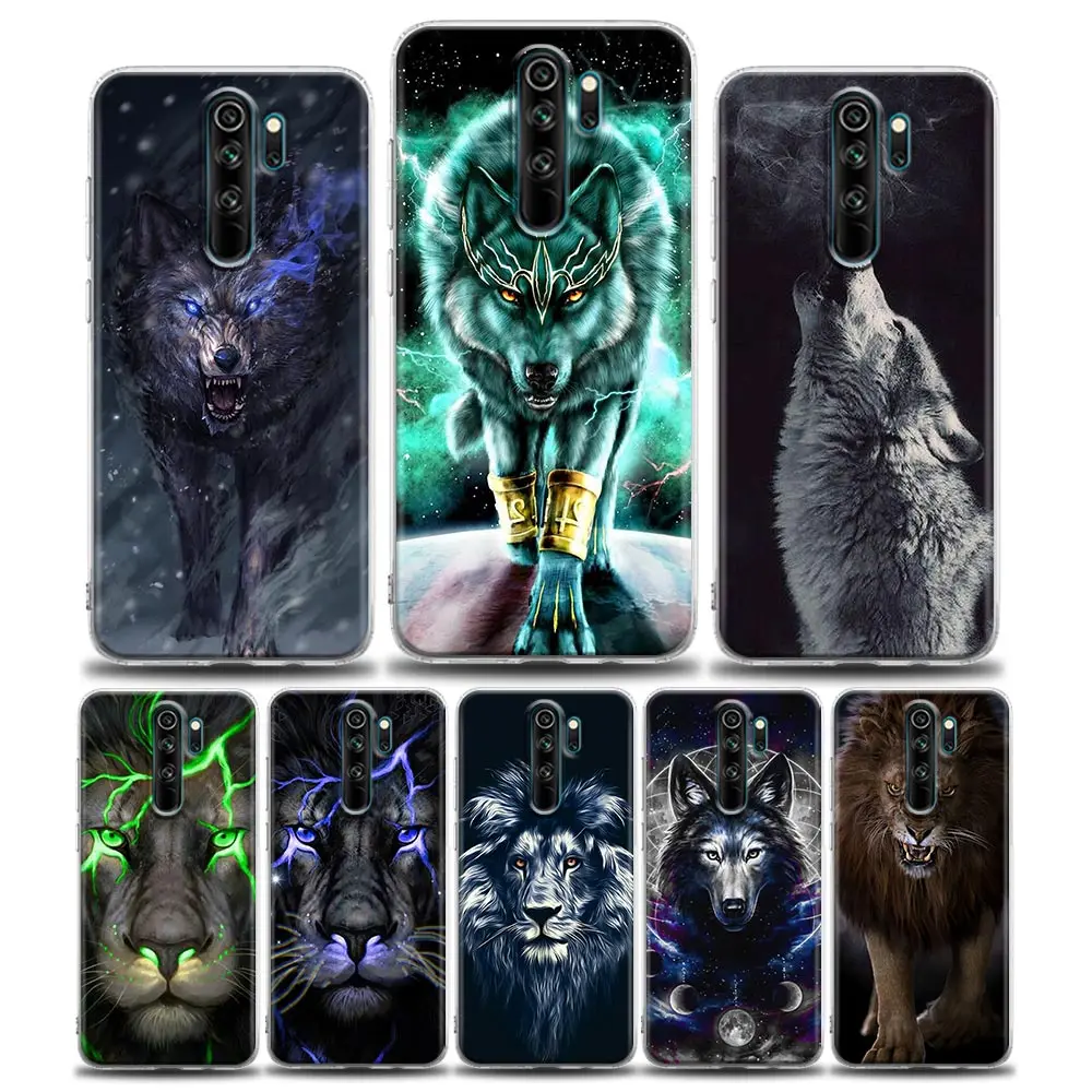 

Clear Phone Case for Redmi Note 10 7 8 9 8T Pro Case Redmi 8 8A 7 9 9C Y3 K20 K30 K40 Soft Silicone Animal Wolf Lion