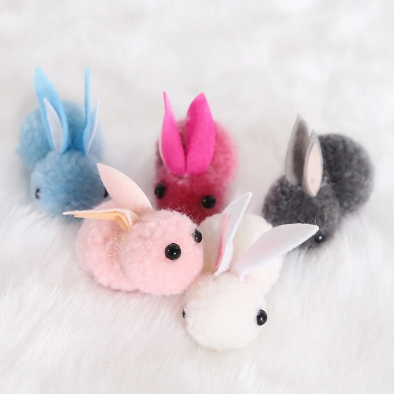 5pcs Mini Realistic Cute Bunny Lifelike Easter Rabbits Simulation Model Stuffed Animals Ornament for DIY Easter Decor