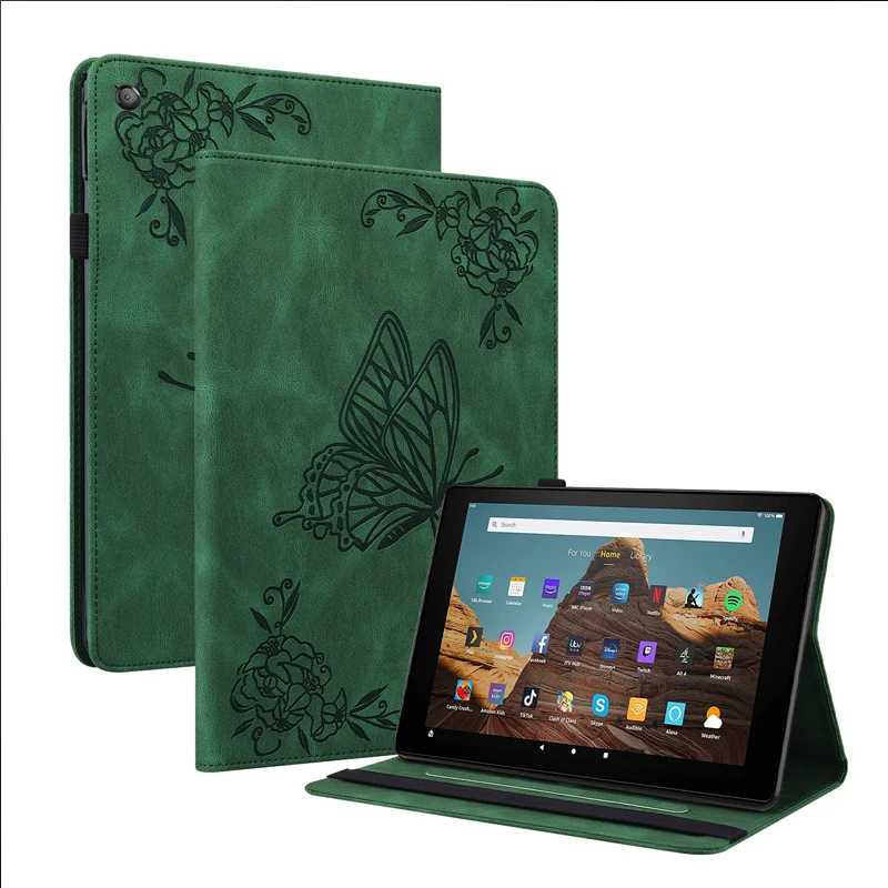 

Чехол для Amazon Fire HD 10 2019/2017, модный очаровательный чехол-кошелек из искусственной кожи с бабочками 10,1 дюйма