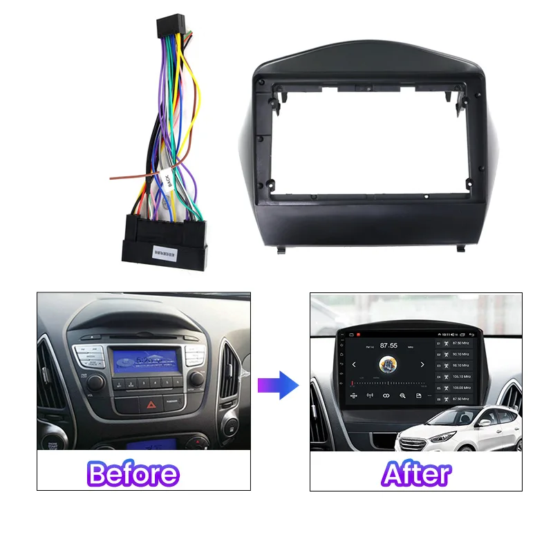 9 дюймовая рамка для мультимедийной панели автомобиля Hyundai IX35 2009 - 2015 IX45 Santa Fe 3 2013